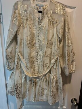 ANTONIO MELANI Cream dress with gold metallic floral